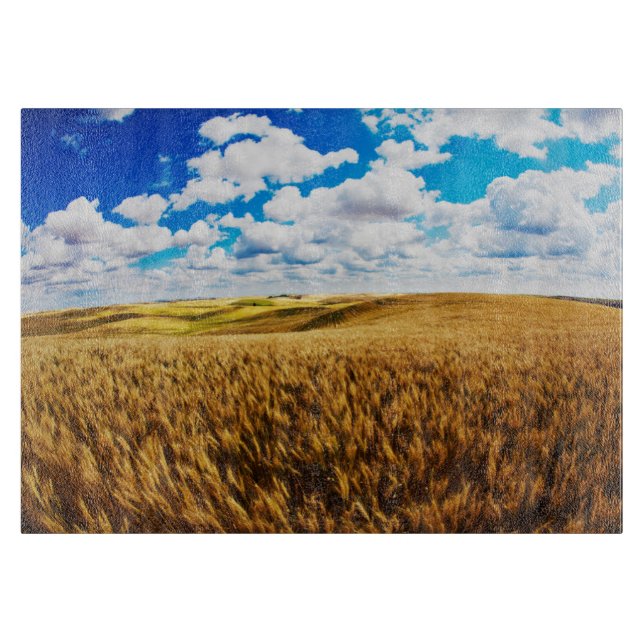 Rolling hills of ripe wheat cutting board (Front)