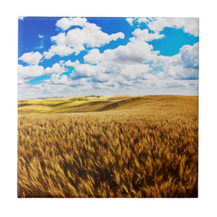 Rolling hills of ripe wheat tile