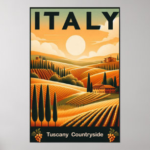 Rolling Hills of Tuscany – Vintage Travel  Poster