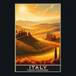 Rolling Hills of Tuscany – Vintage Travel  Poster<br><div class="desc">• Experience the serene beauty of the Italian countryside with this vintage-inspired travel poster of Tuscany. Featuring rolling hills, lush vineyards, and cypress trees stretching towards the sky, the scene evokes a timeless charm and the warmth of the Mediterranean landscape. • The image was rendered at 300 ppi for maximum...</div>