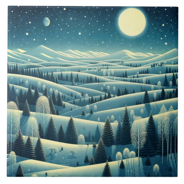 Rolling Hills of Winter Ceramic Tile (Front)