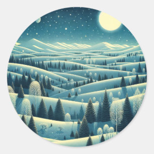 Rolling Hills of Winter Classic Round Sticker