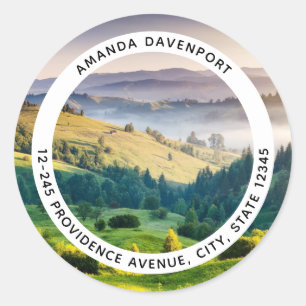 Rolling Hills Scenic Nature Photo Address Classic Round Sticker