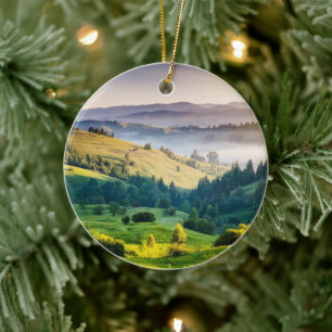 Rolling Hills Scenic Nature Photo Ceramic Ornament