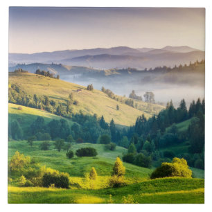 Rolling Hills Scenic Nature Photo Ceramic Tile