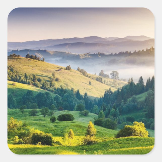 Rolling Hills Scenic Nature Photo Square Sticker (Front)