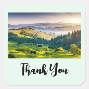 Rolling Hills Scenic Nature Photo Thank You Square Sticker