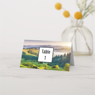 Rolling Hills Scenic Nature Photo Wedding Place Card