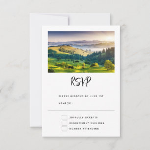 Rolling Hills Scenic Nature Photo Wedding RSVP Card