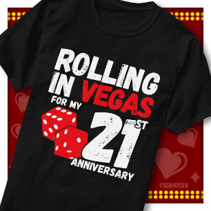 Rolling In Vegas 21st Anniversary Funny Couple T-Shirt