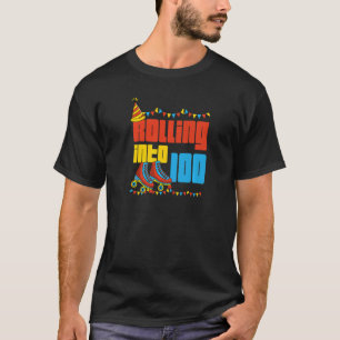 Rolling Into 100 Roller Skate 100th Birthday Party T-Shirt