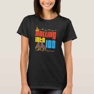 Rolling Into 100 Roller Skate 100th Birthday Party T-Shirt
