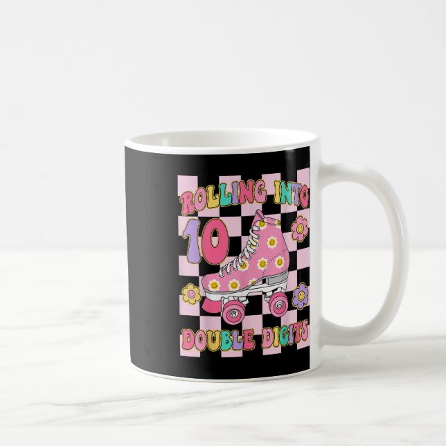 Rolling Into 10 Double Digits 10th Birthday Roller Coffee Mug (Right)