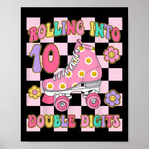 Rolling Into 10 Double Digits 10th Birthday Roller Poster