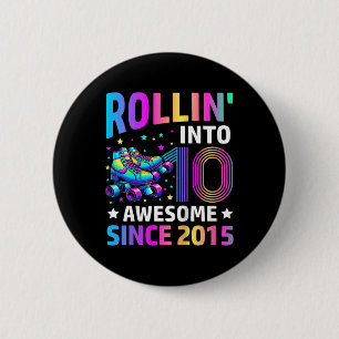 Rolling Into 10 Years Old Skates 10th Birthday Gif 6 Cm Round Badge