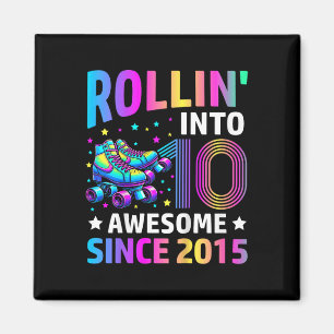 Rolling Into 10 Years Old Skates 10th Birthday Gif Magnet
