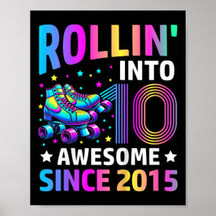 Rolling Into 10 Years Old Skates 10th Birthday Gif Poster
