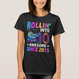 Rolling Into 10 Years Old Skates 10th Birthday Gif T-Shirt