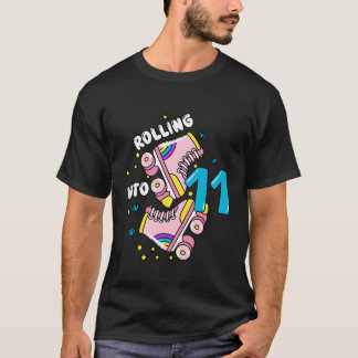 Rolling Into 11 Birthday Roller Skater Boys Girls  T-Shirt