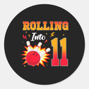 Rolling Into 11 Bowling Birthday Party 11 Year Old Classic Round Sticker