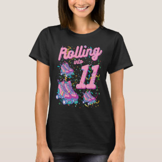 Rolling Into 11th Birthday Roller Skate 11 Years O T-Shirt