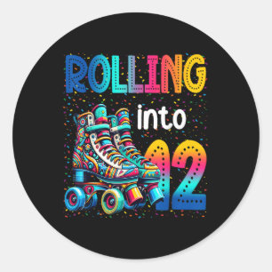 Rolling Into 12 Years Old Roller Skating 12th Birt Classic Round Sticker