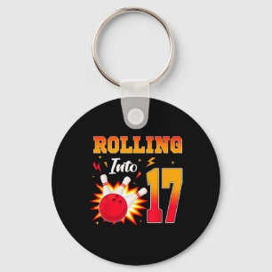 Rolling Into 17 Bowling Birthday Party 17 Year Old Key Ring