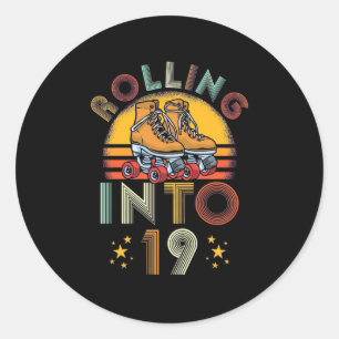 Rolling Into 19 Years Old Classic Round Sticker