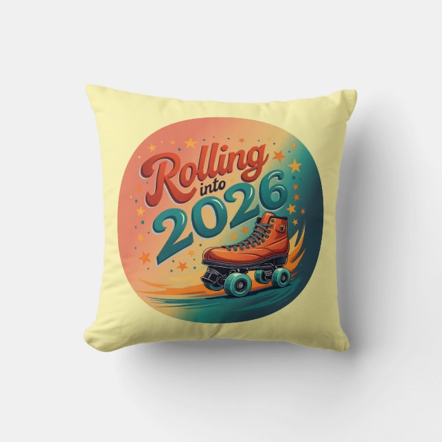 Rolling Into 2026 Retro Decorative Pillow (Front)