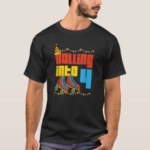 Rolling Into 4 Roller Skate 4th Birthday Party Sup T-Shirt