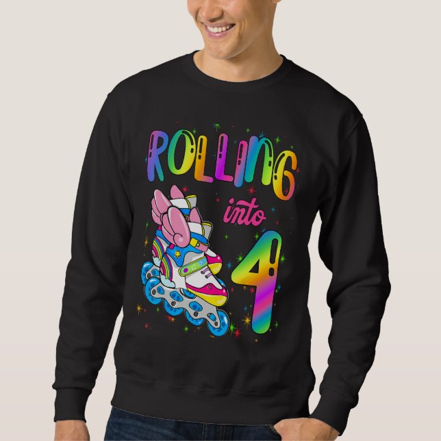 Rolling Into 4 years Let's Roll I'm Turning 4 Roll Sweatshirt (Front)