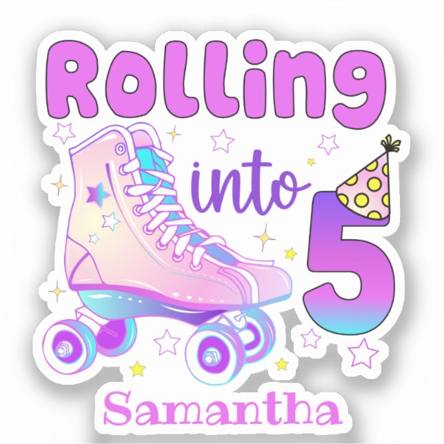 Rolling Into 5| Roller Skater Birthday Celebration (Front)