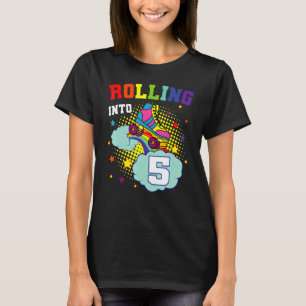Rolling Into 5 Roller Skates Birthday Skating Bday T-Shirt