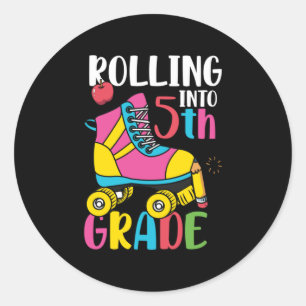 Rolling Into 5th Grade Classic Round Sticker