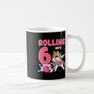 Rolling Into 6 6th Birthday Unicorn Bowling 6 Year Coffee Mug