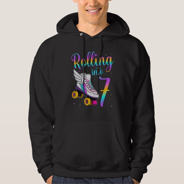Rolling Into 7 years. Lets Roll I'm Turning 7 Roll Hoodie (Front)