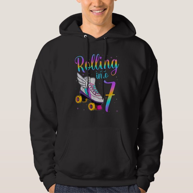 Rolling Into 7 years. Lets Roll I'm Turning 7 Roll Hoodie (Front)