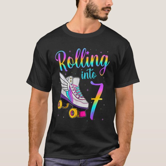 Rolling Into 7 years  Lets Roll I'm Turning 7 Roll T-Shirt (Front)