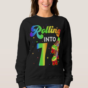 Rolling Into 7 Years Old 7th Birthday Roller Skate Sweatshirt