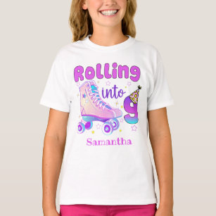Rolling Into 9  Roller Skater Birthday Celebration T-Shirt