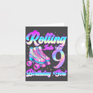Rolling Into 9 Year Old Roller Skating 9th Birthda Card