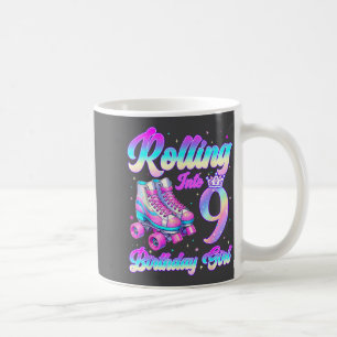Rolling Into 9 Year Old Roller Skating 9th Birthda Coffee Mug