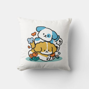 Rolling Into May Like Happy Pups – Cute Spring Dog Cushion