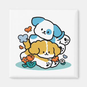 Rolling Into May Like Happy Pups – Cute Spring Dog Magnet