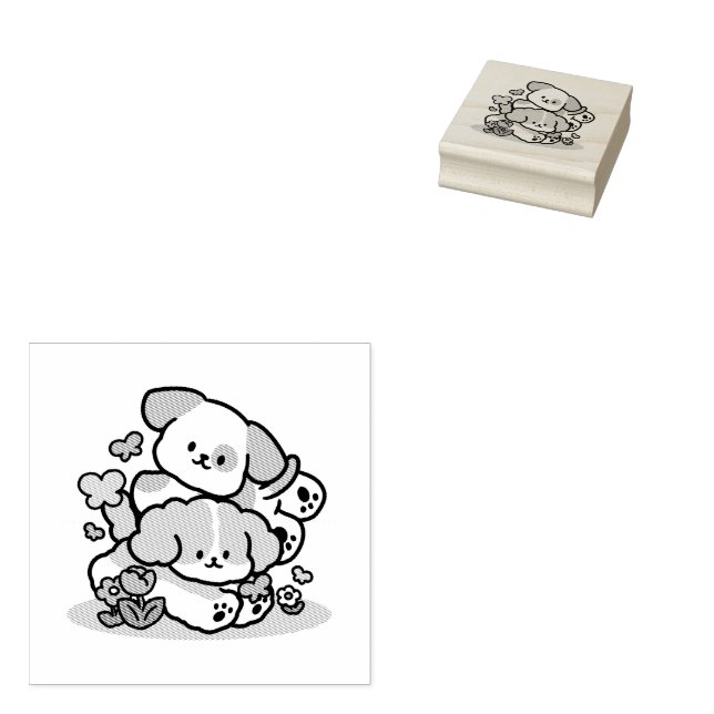 Rolling Into May Like Happy Pups – Cute Spring Dog Rubber Stamp (Stamped)