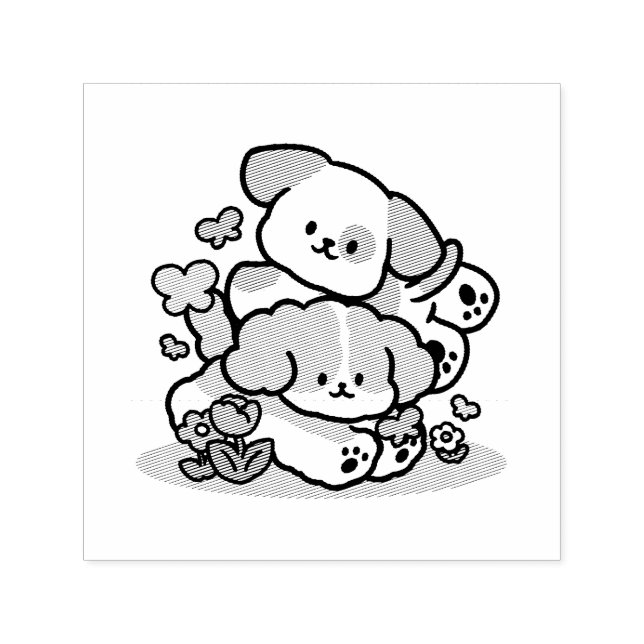 Rolling Into May Like Happy Pups – Cute Spring Dog Self-inking Stamp (Design)