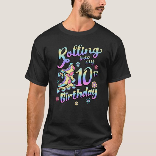 Rolling Into My 10th Birthday Roller Skater Inline T-Shirt (Front)
