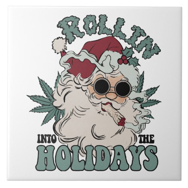 Rolling into the Holidays Ceramic Tile (Front)