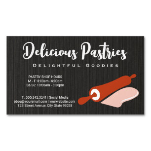 Rolling Pin and Dough Bakery Magnetic Business Card