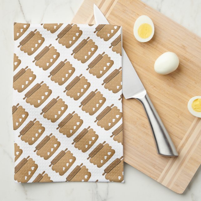 Rolling Pin and Dough Tea Towel (Quarter Fold)